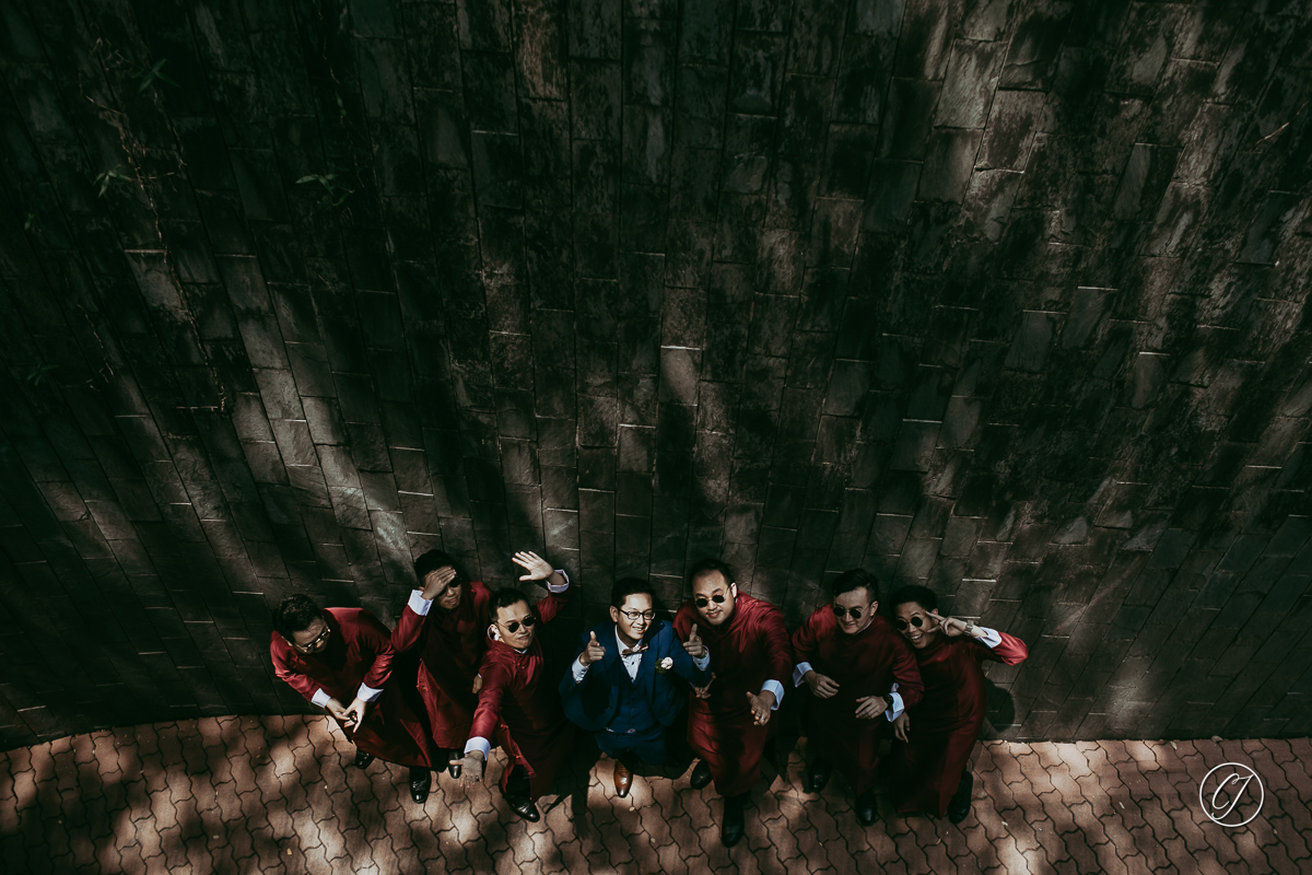 Fort Canning with groom and groomsmen