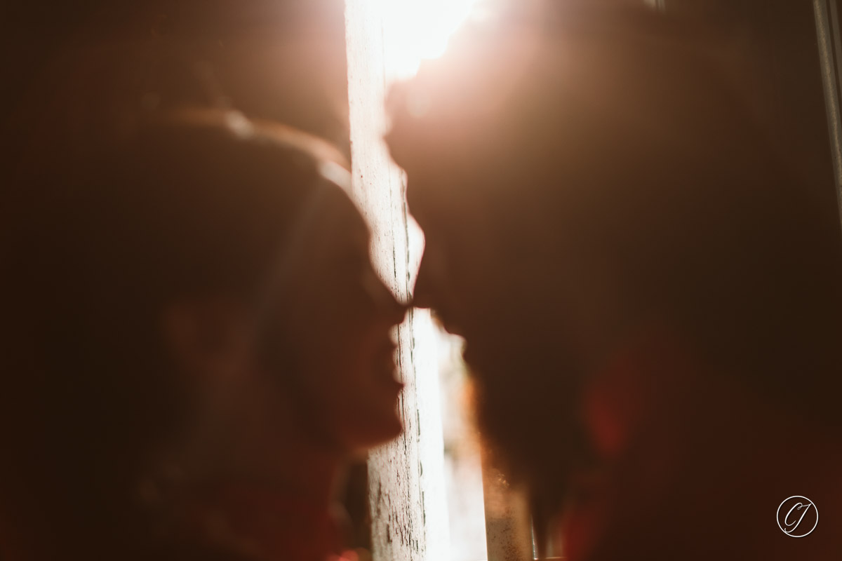 Backlit couple portrait