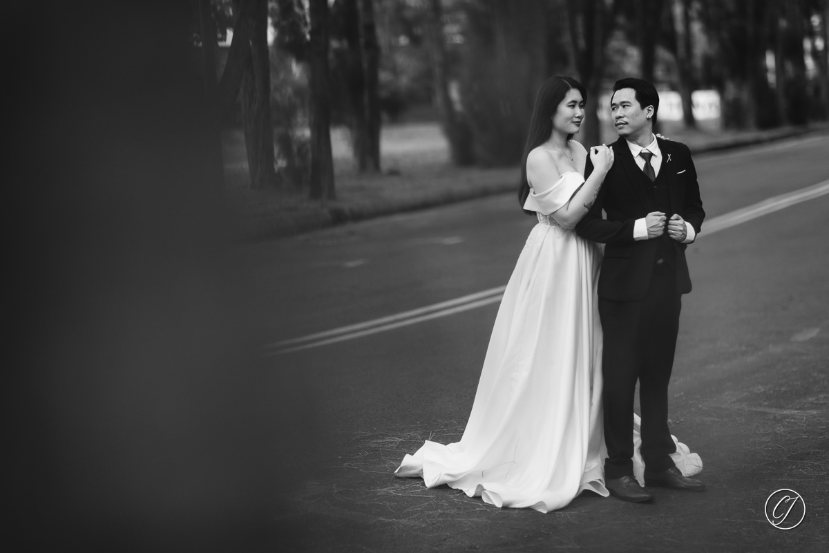 Black and white portrait of couple