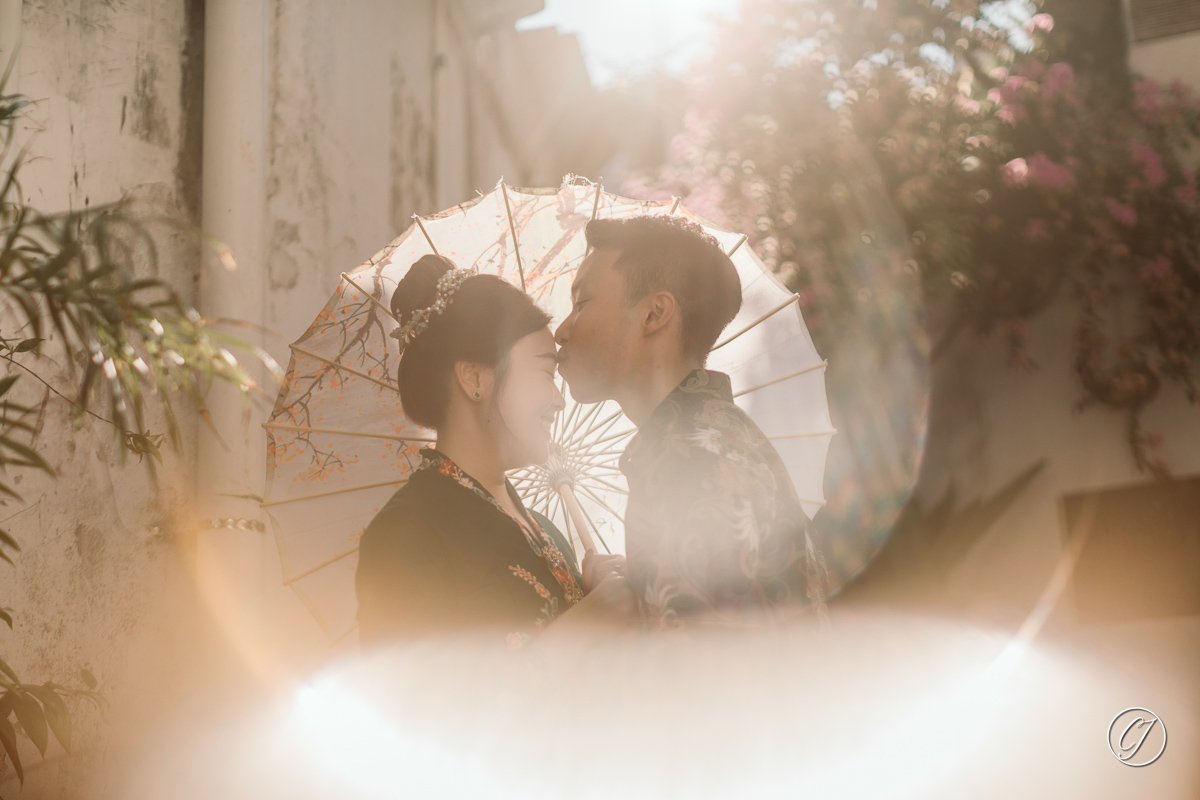 Kiss on the forehead, by the groom to be