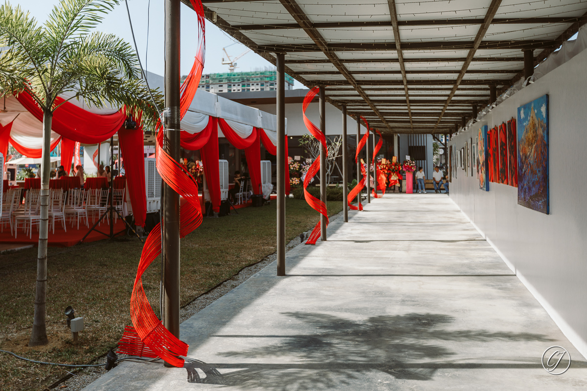 The walkway with art exhibition