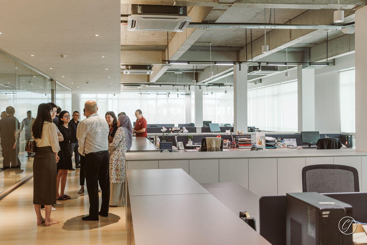 Guest walking through the new office floor