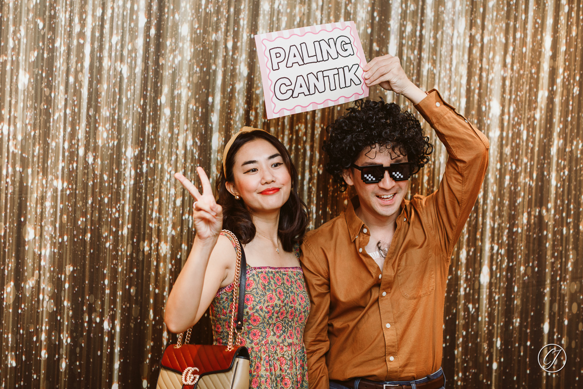 Photo booth with instant print for dinner celebration