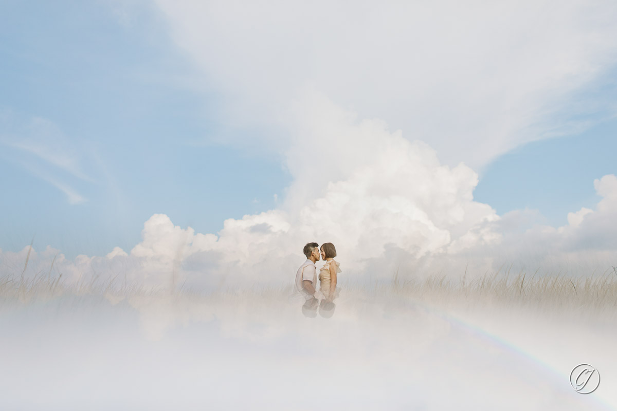 Sky reflection of couple portrait